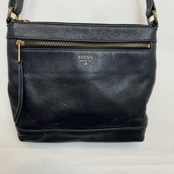 Fossil Black Leather Crossbody Bag purse - Picture 3 of 6